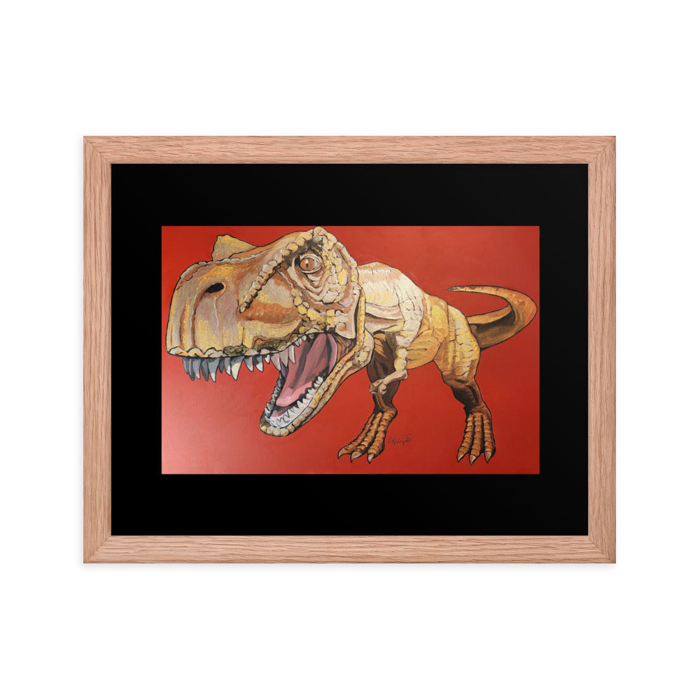 T-rex dinosaur poster print framed.