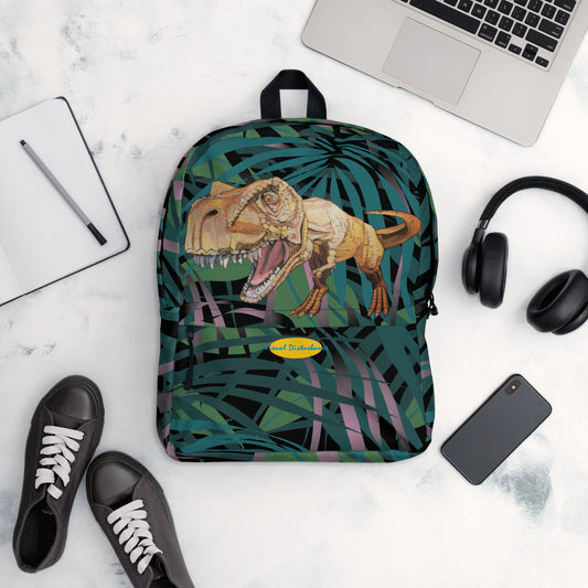 T-Rex in Gold Backpack