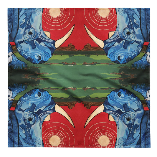 Blue Rhinoceros All-over print bandana