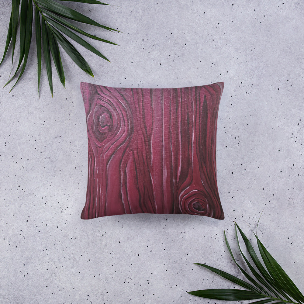 Woodgrain in Pink Basic Pillow