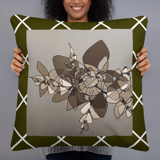 Abstract Flowers in Black and White Basic Pillow