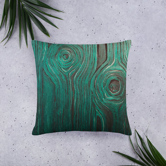 Woodgrain in Green Basic Pillow