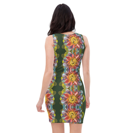 Swirl Flower in Rainbow Bodycon dress