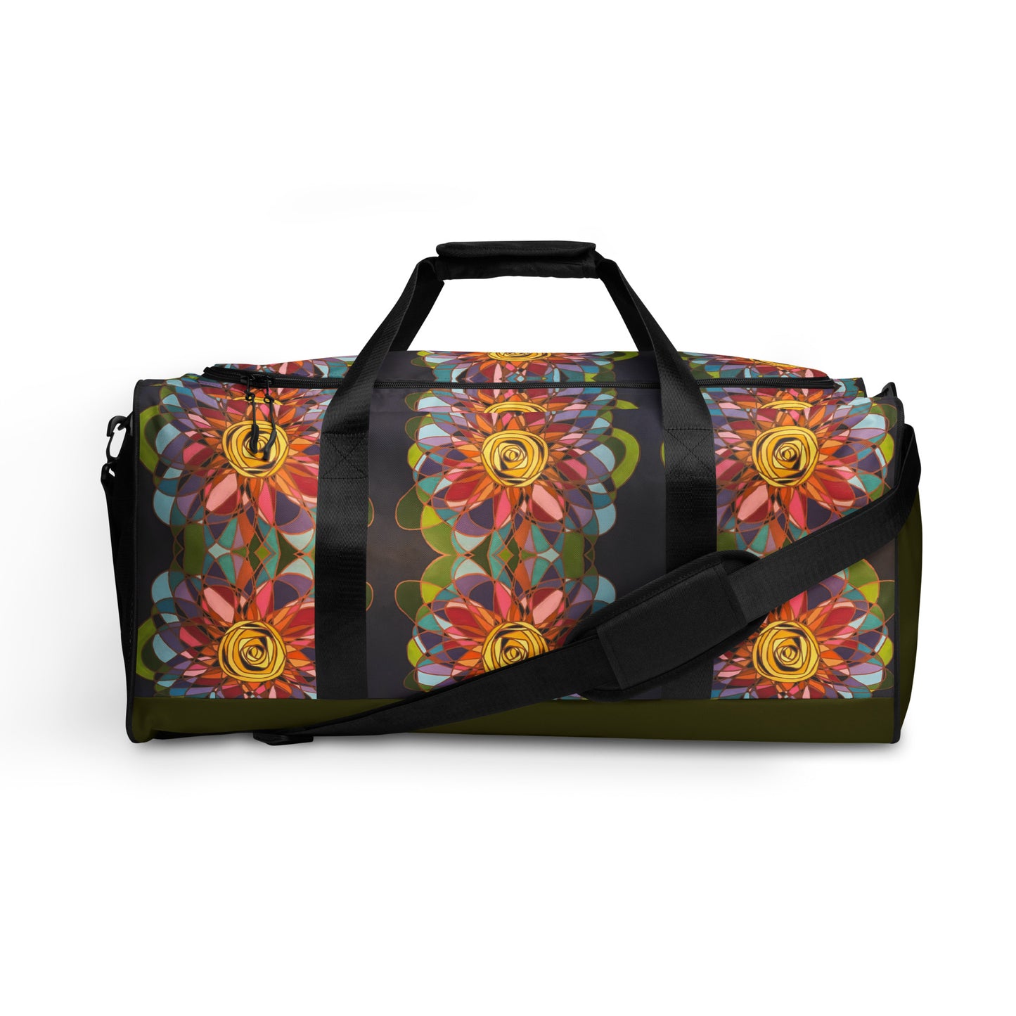 Swirl Flowers in Rainbow Duffle bag