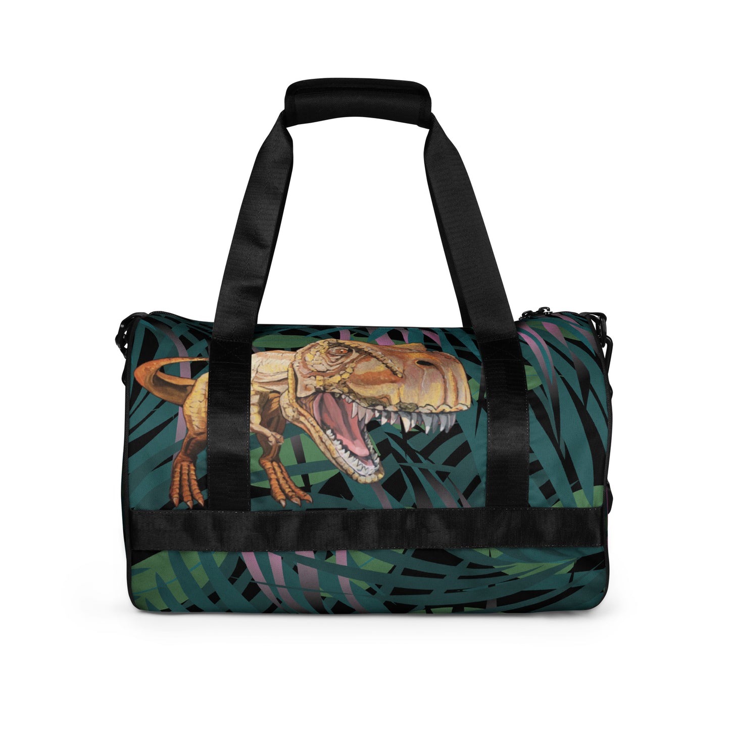 T-rex in Gold All-over print gym bag