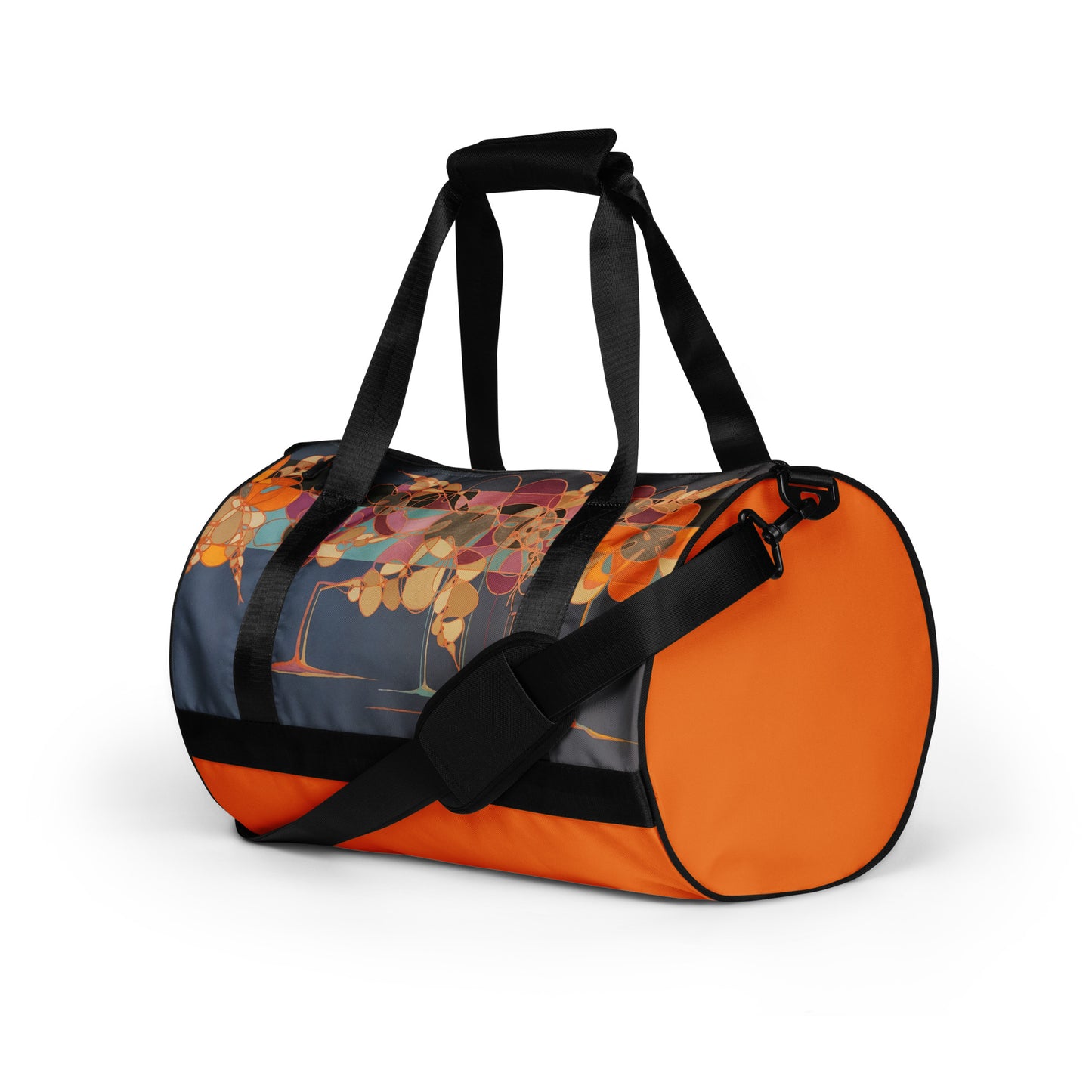 Abstract flowers in Orange and Pink All-over print gym bag