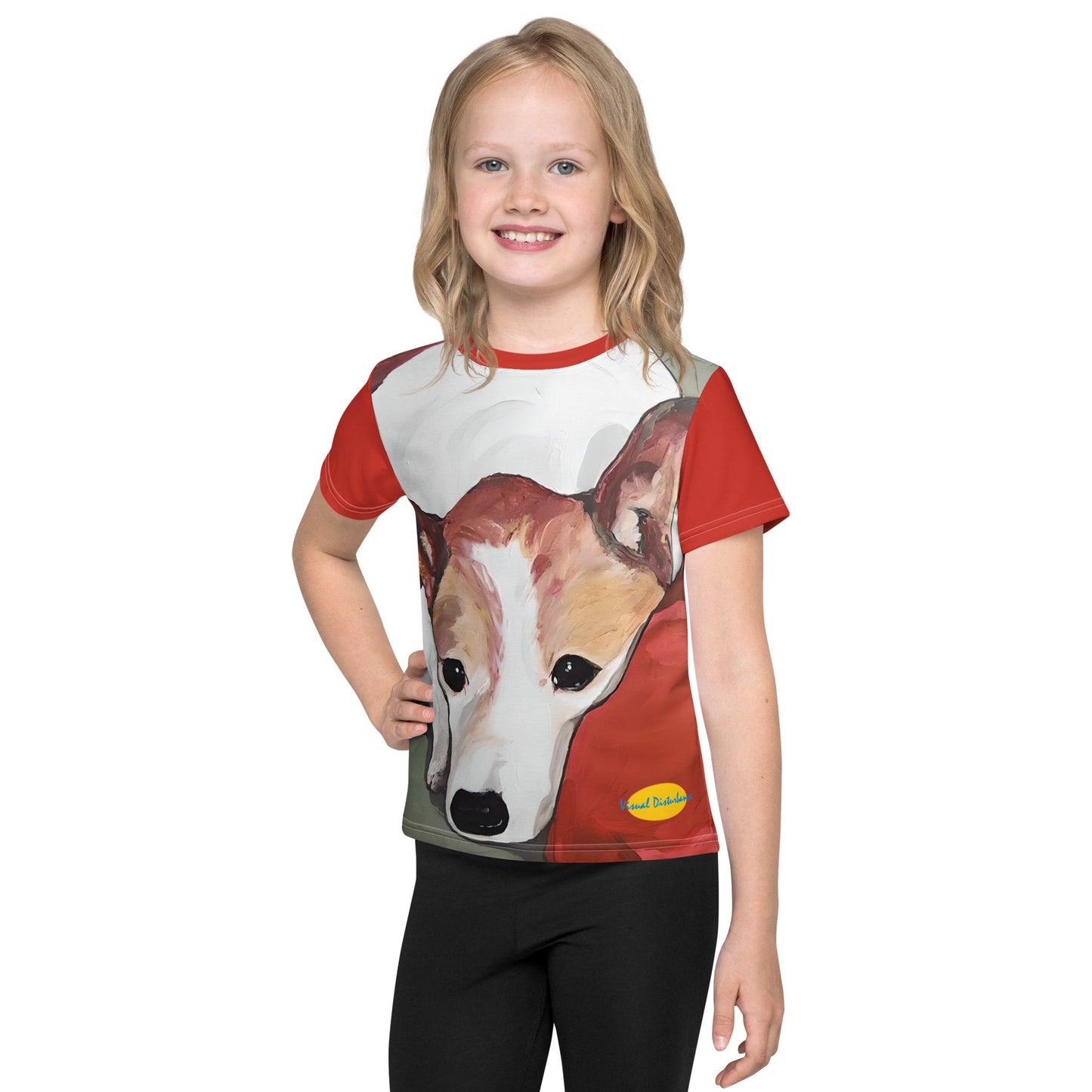 Contented Dog (Red) Kids crew neck t-shirt