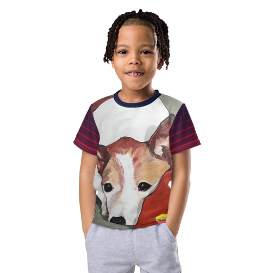 Contented Dog (black and Red) Kids crew neck t-shirt