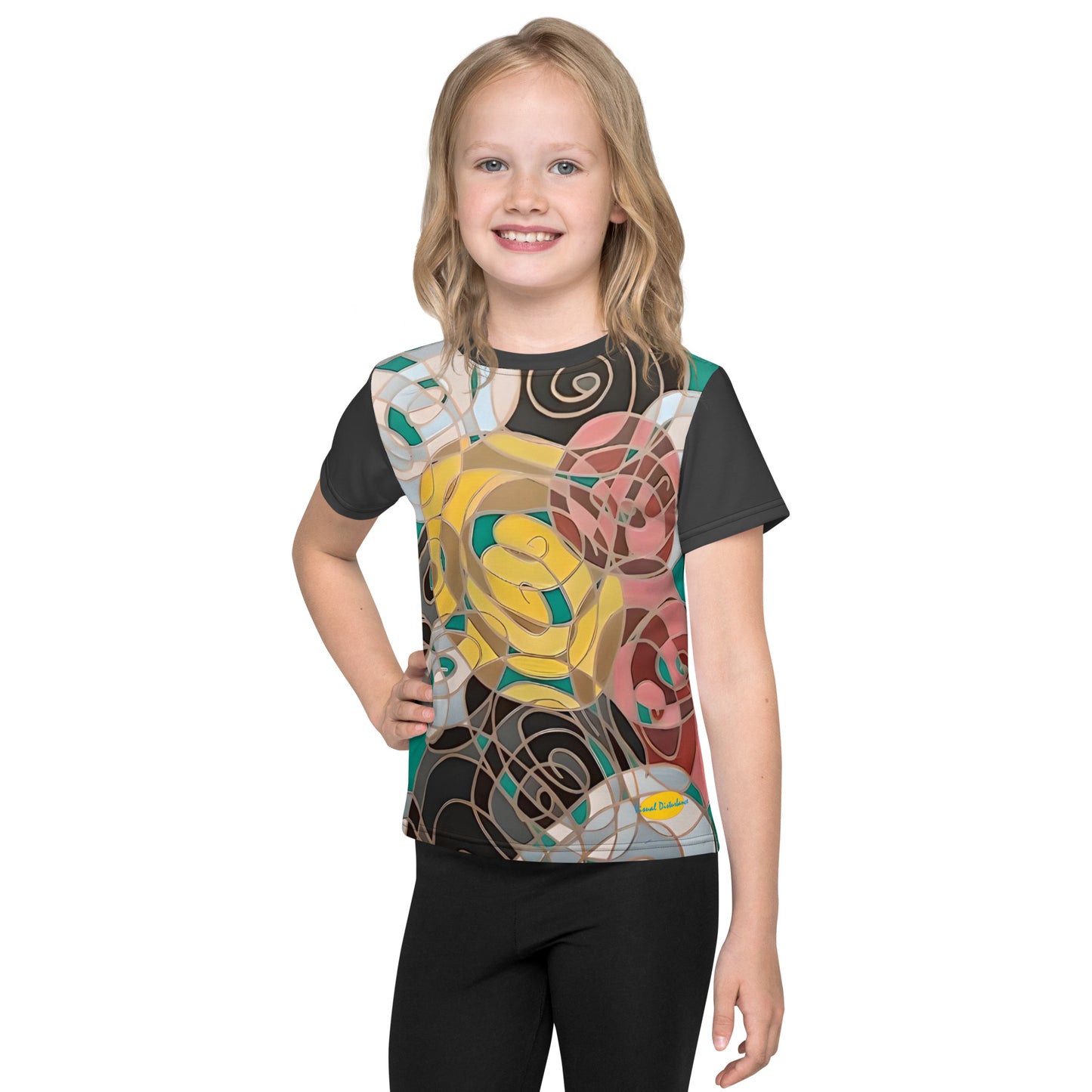 Red and Yellow, Black and White Kids crew neck t-shirt