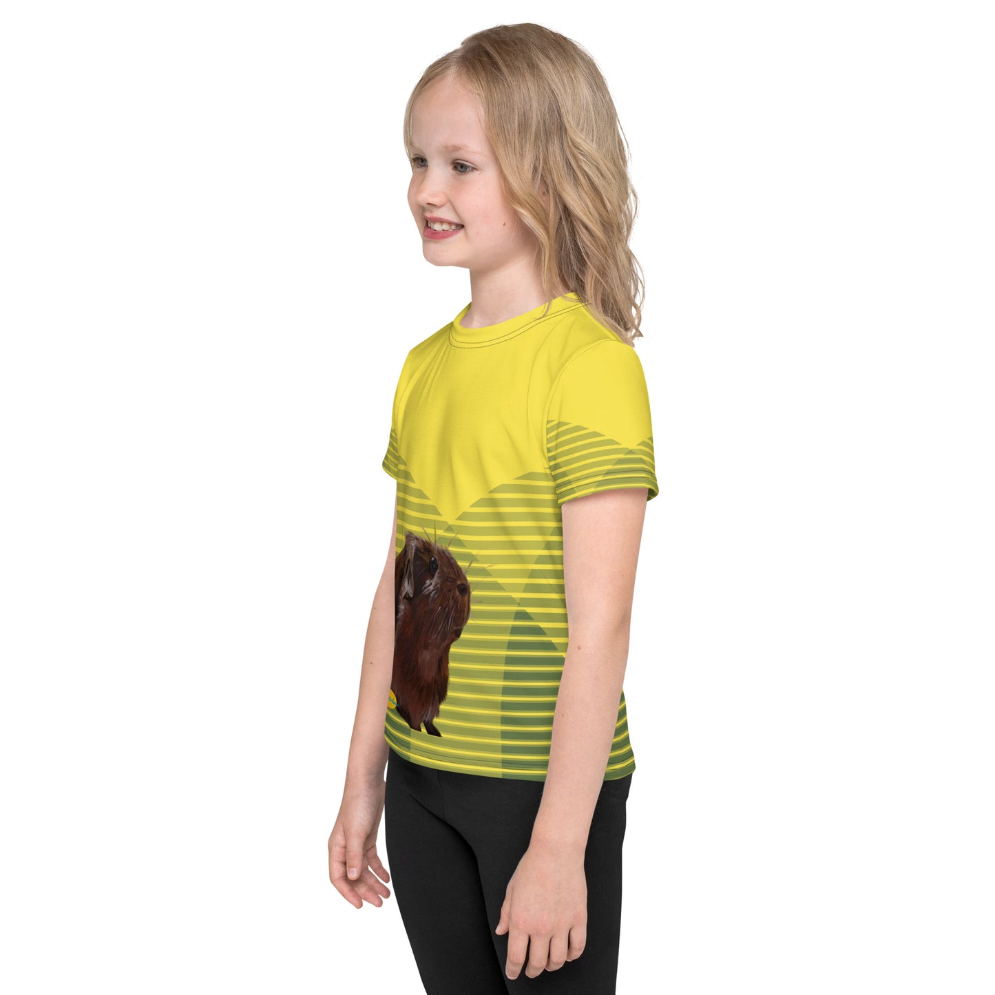 Gunther the Guinea Pig (Yellow and Green) Kids crew neck t-shirt