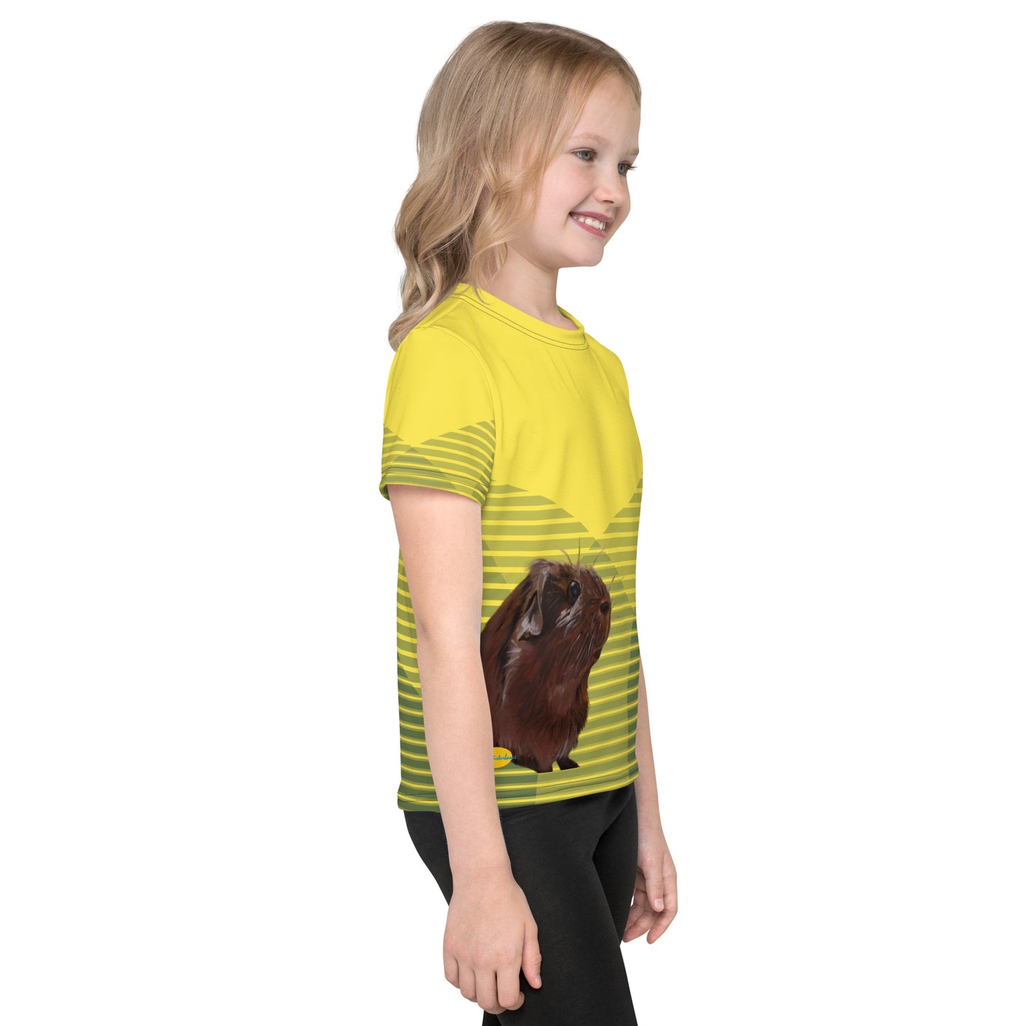 Gunther the Guinea Pig (Yellow and Green) Kids crew neck t-shirt
