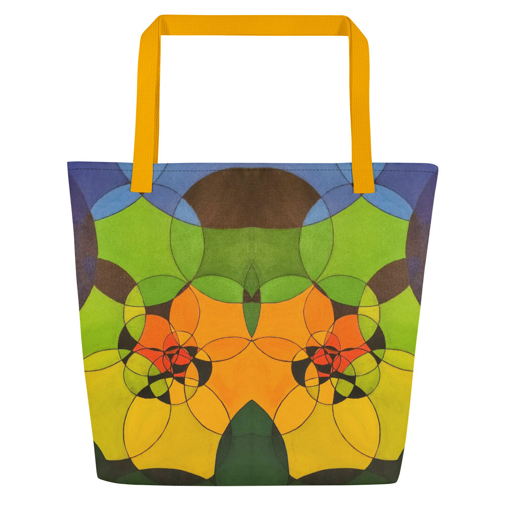 Spiral Circles in Rainbow All-Over Print Large Tote Bag