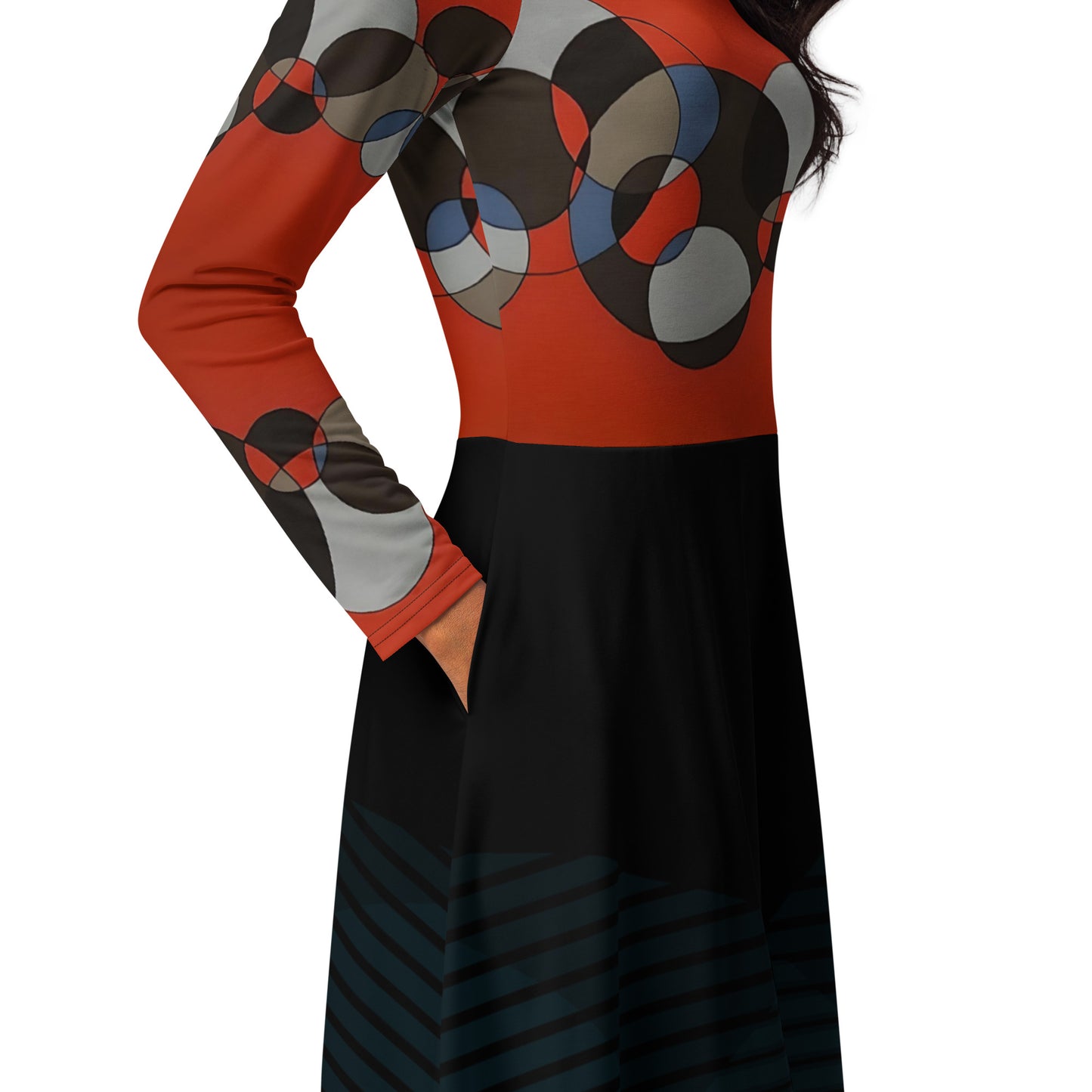 The Circle Only Has One Side All-over print long sleeve midi dress