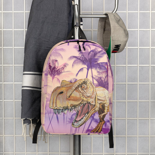 T-Rex in Gold Prehistoric Pink Minimalist Backpack