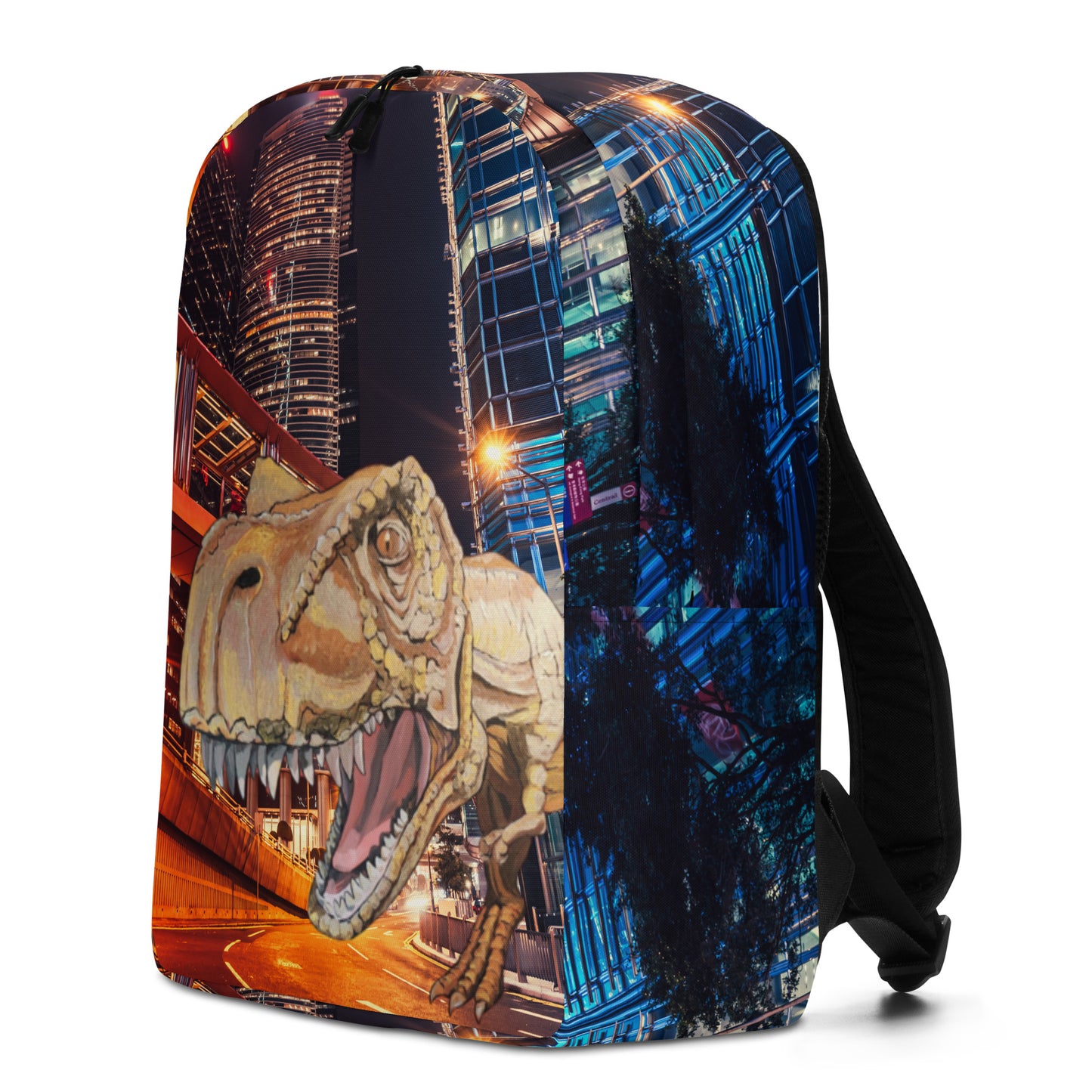 T-Rex in Gold in the City Minimalist Backpack