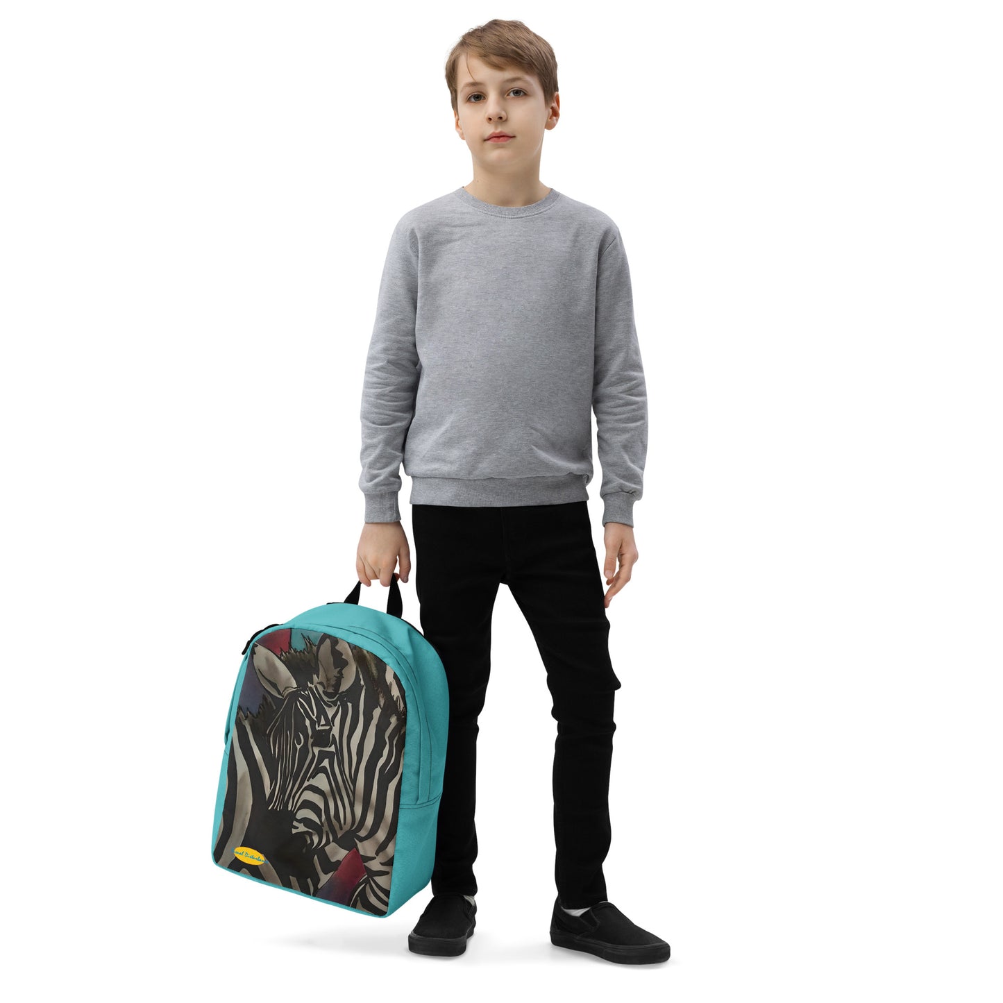 Zebra in the Sun with Teal Minimalist Backpack