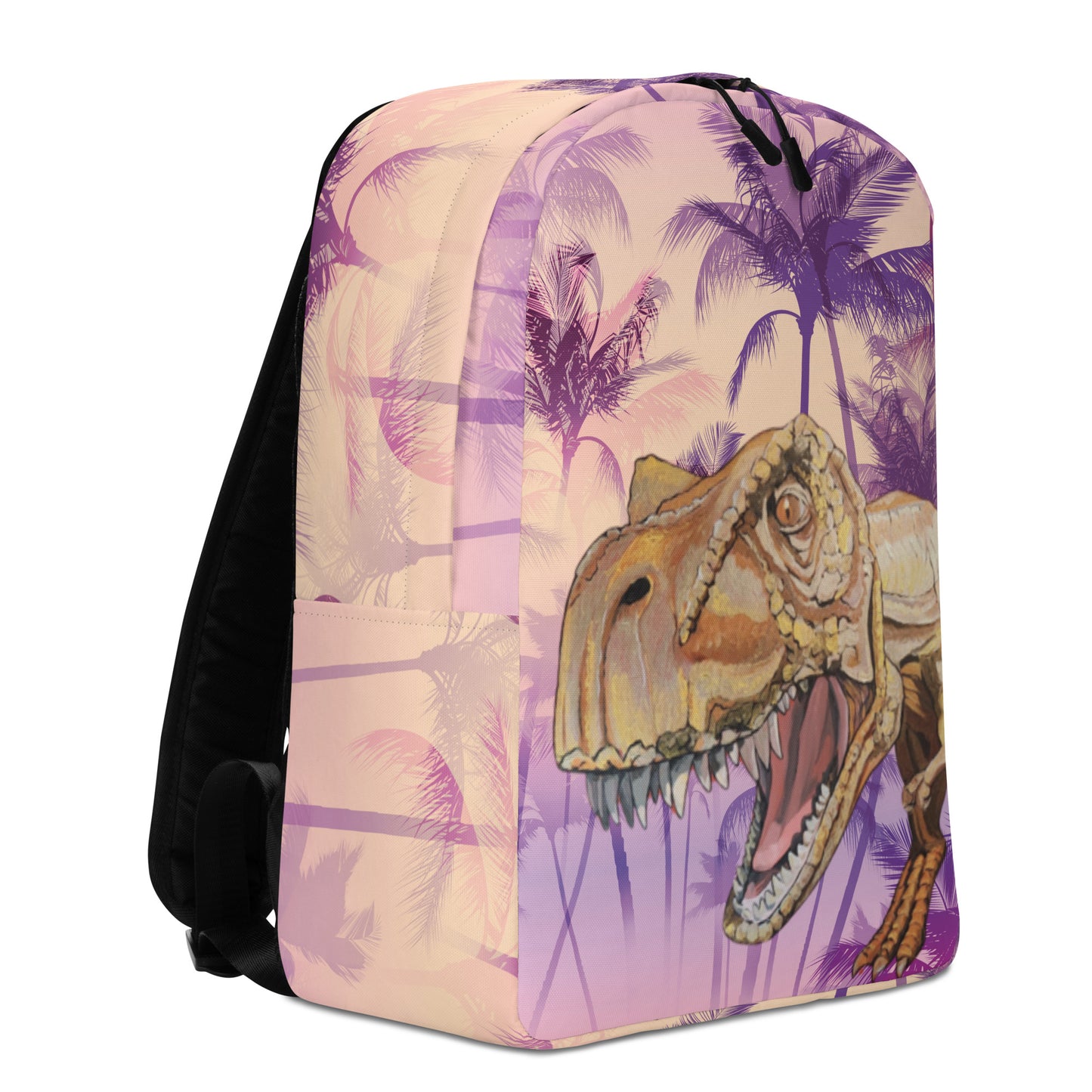 T-Rex in Gold Prehistoric Pink Minimalist Backpack