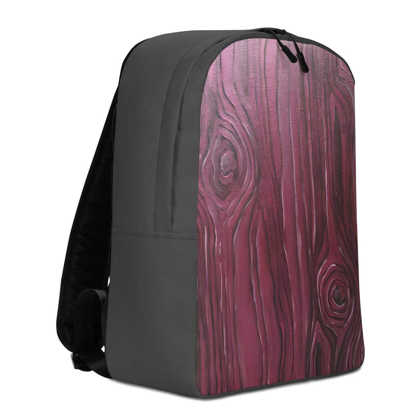 Wood Grain in Pink and Black Minimalist Backpack