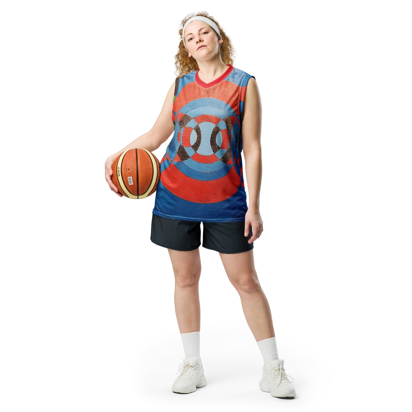 Never-ending Circles Recycled unisex basketball jersey
