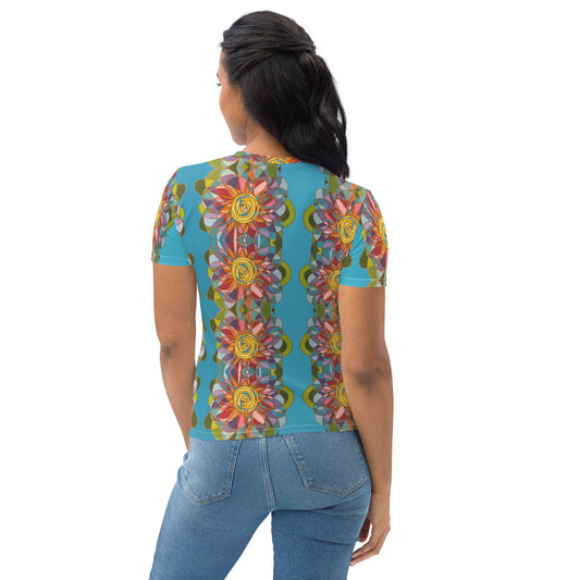 Swirl Flower in Rainbow Women's T-shirt