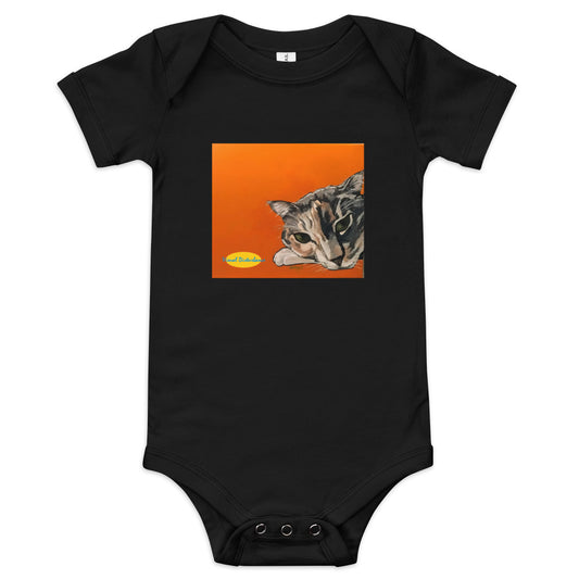 Calico Cat on Orange Baby short sleeve one piece