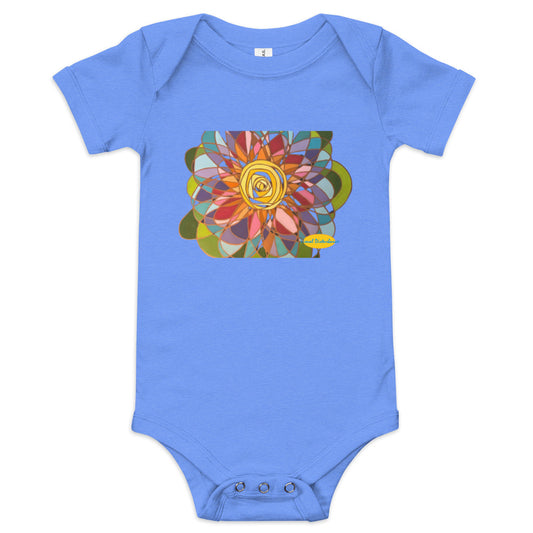 Swirl Flower in Rainbow Baby short sleeve one piece