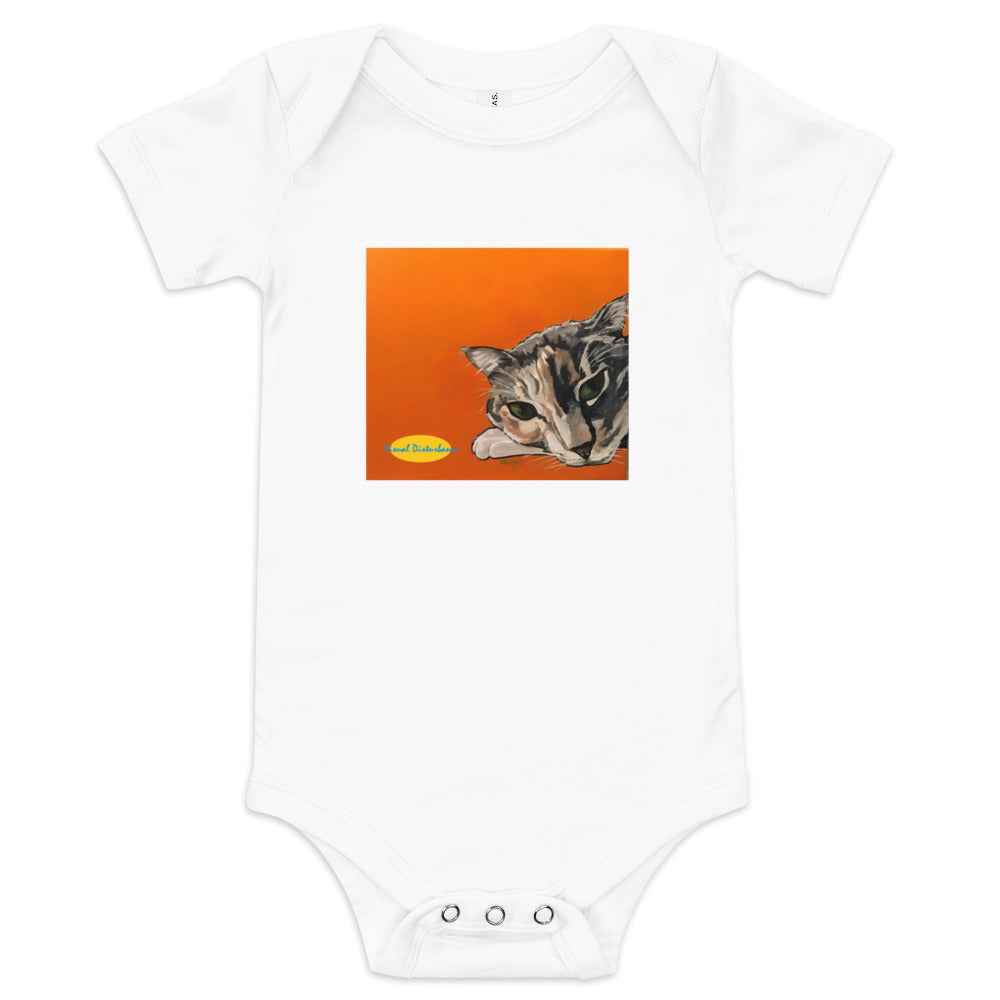 Calico Cat on Orange Baby short sleeve one piece
