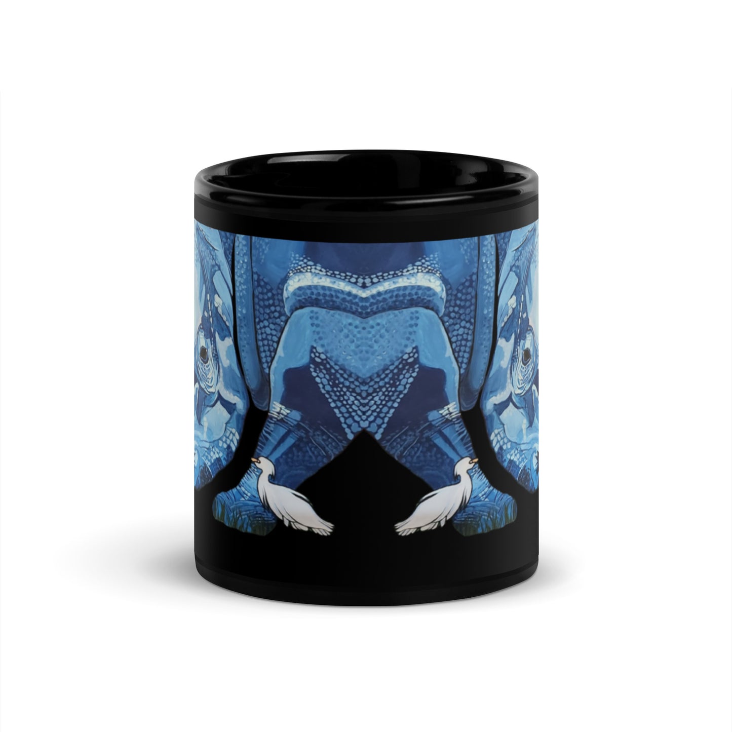 Blue Rhinoceros Black Glossy Mug