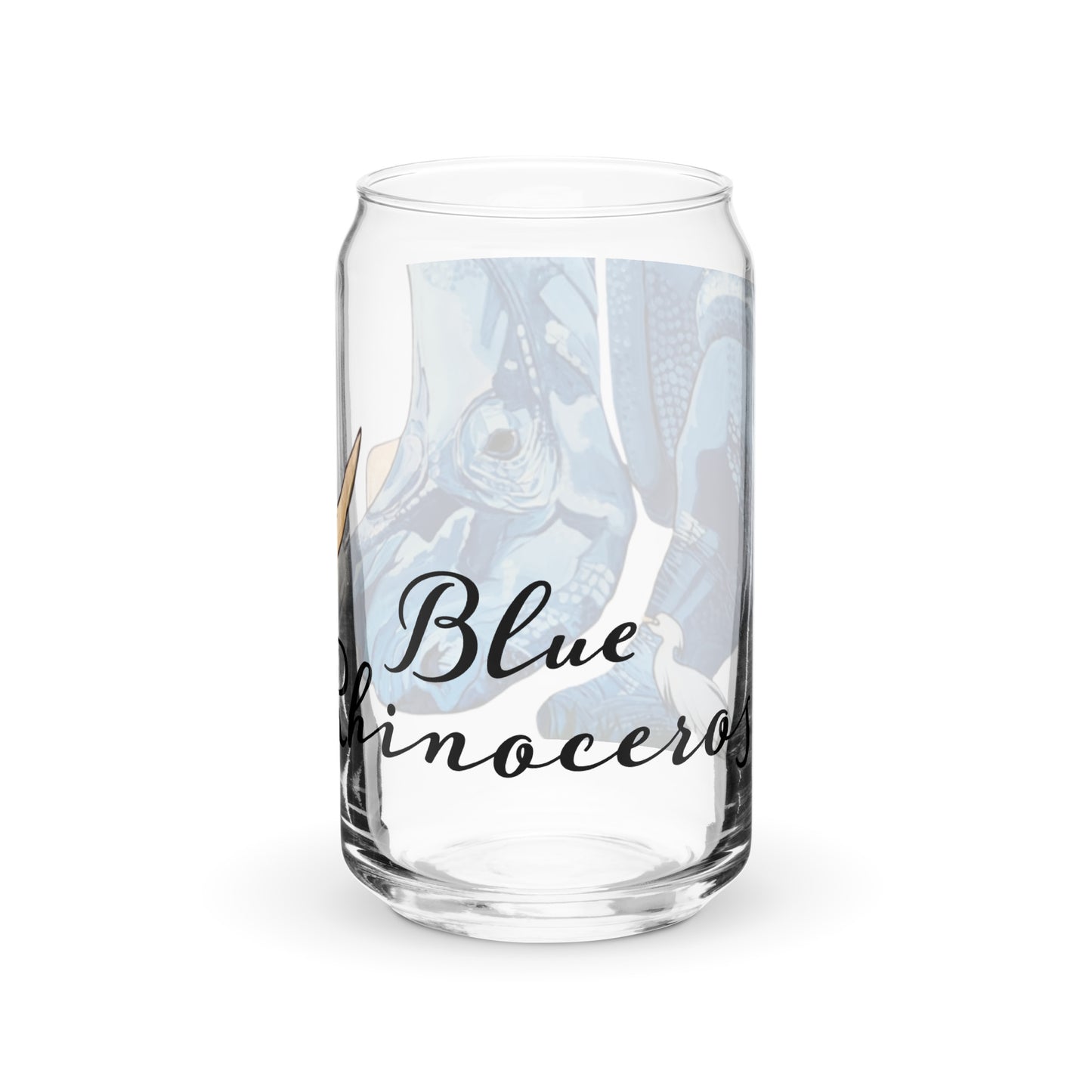 Blue Rhinoceros Can-shaped glass