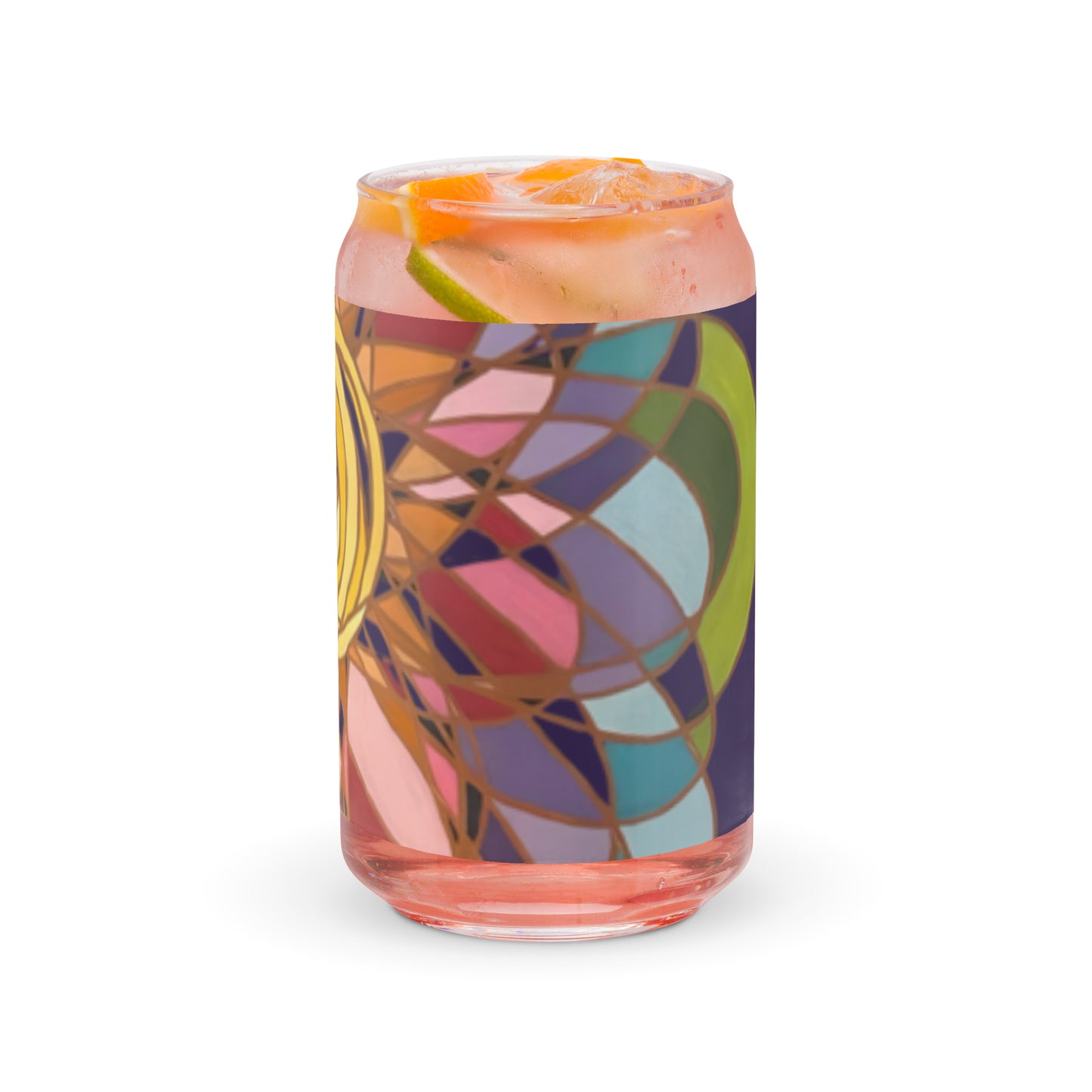 Swirl Flower in Rainbow Can-shaped glass