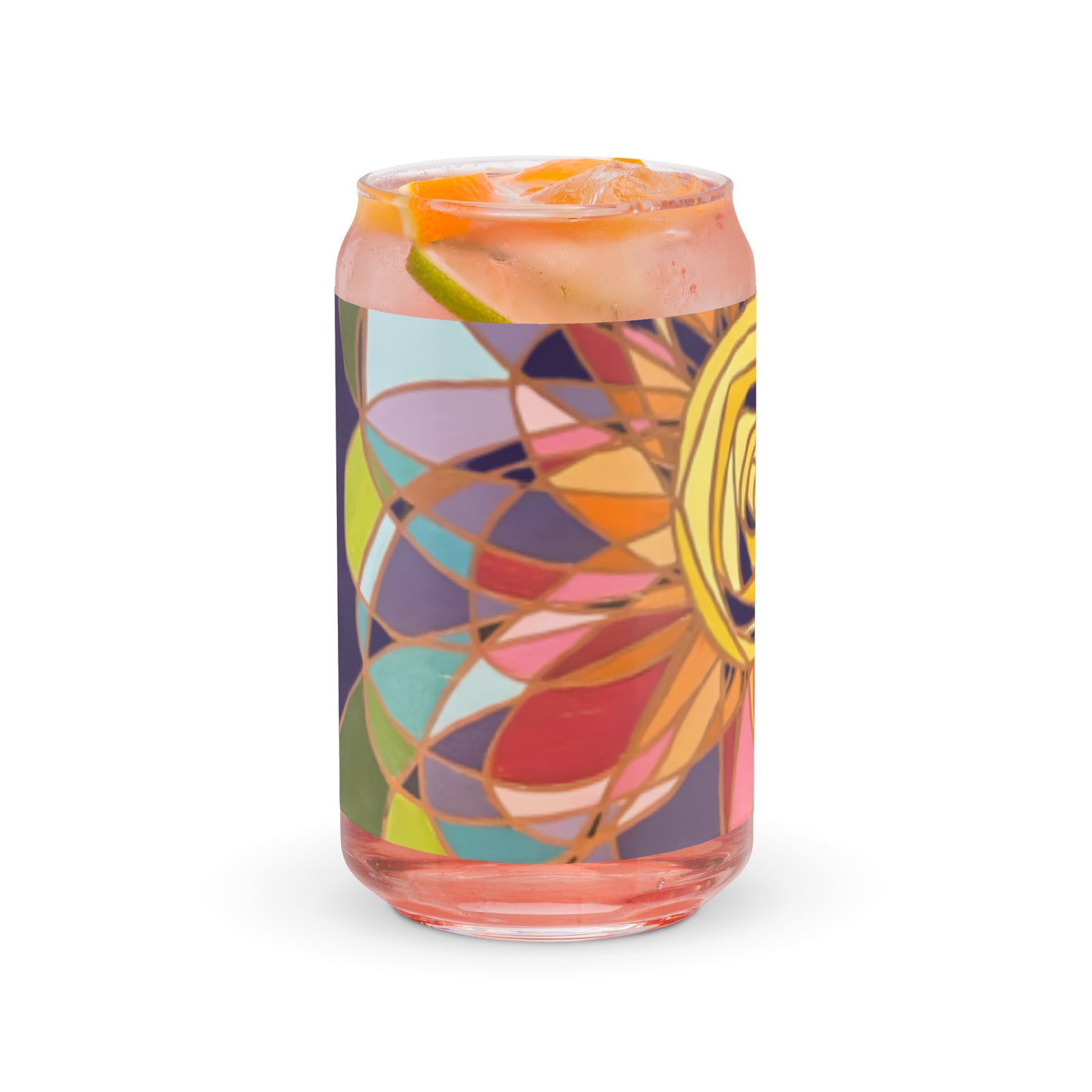 Swirl Flower in Rainbow Can-shaped glass