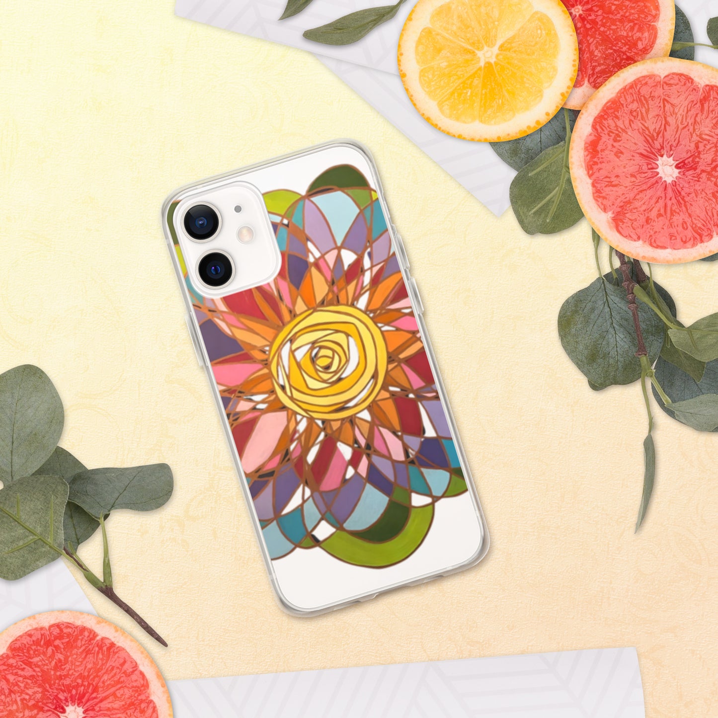 Swirl Flower in Rainbow Clear Case for iPhone®