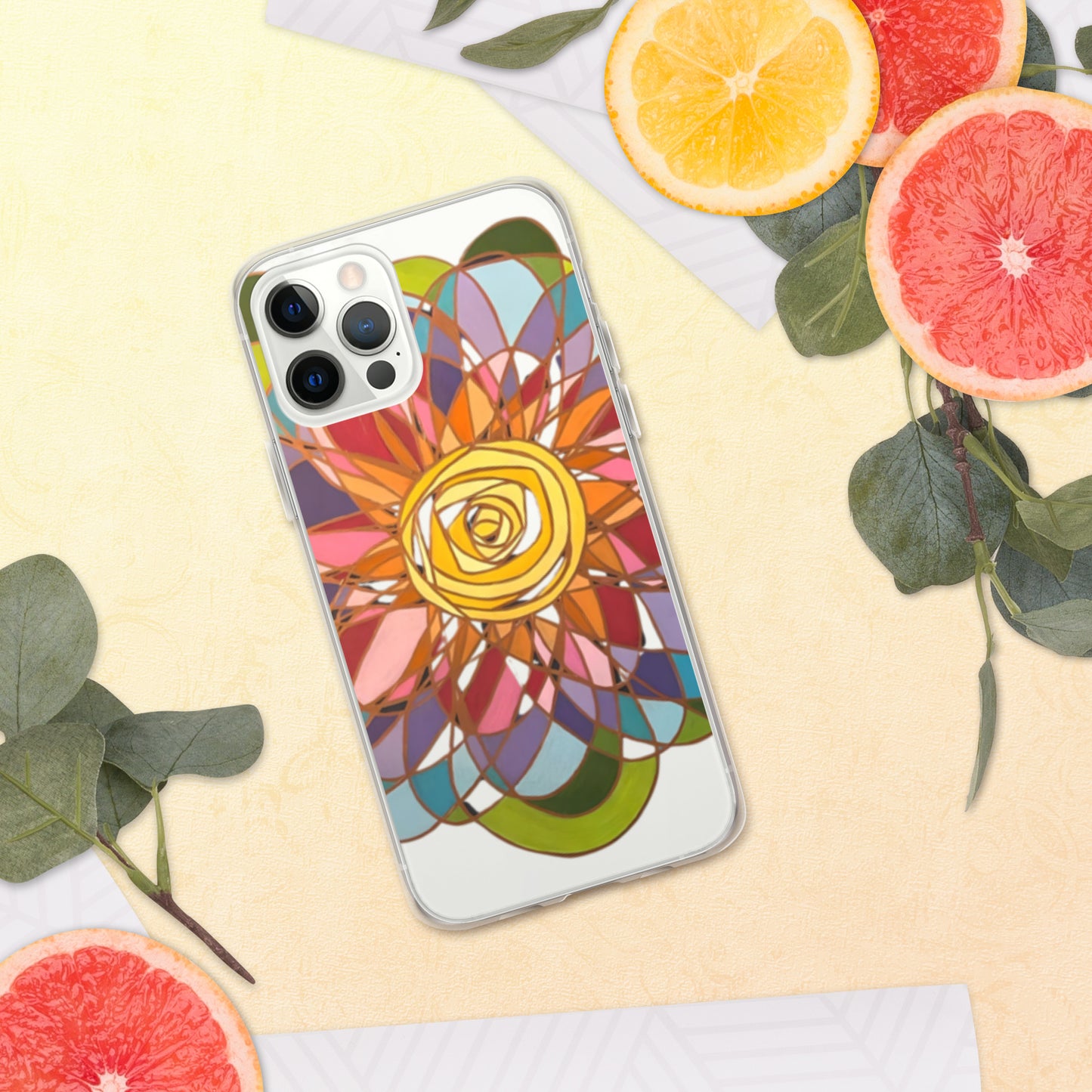 Swirl Flower in Rainbow Clear Case for iPhone®