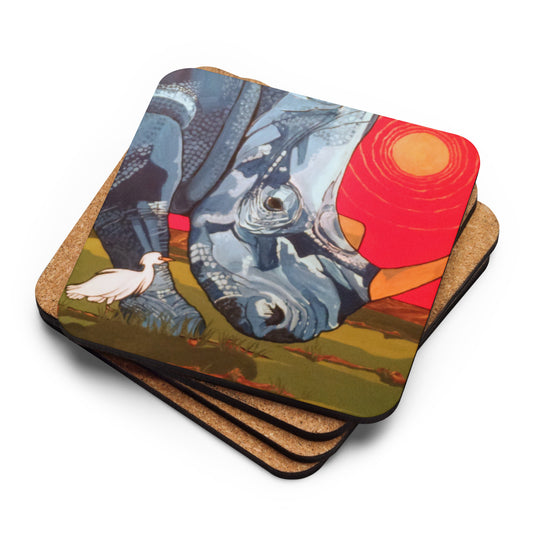 Blue Rhinoceros Cork-back coaster
