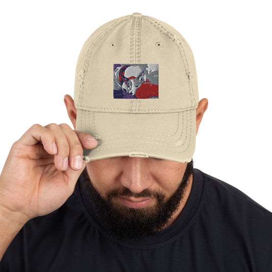 Contented Dog Distressed Dad Hat