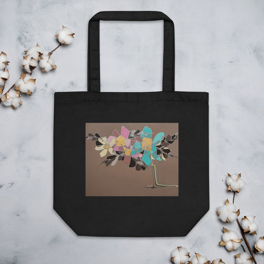 Abstract Flowers in Teal and Pink Eco Tote Bag