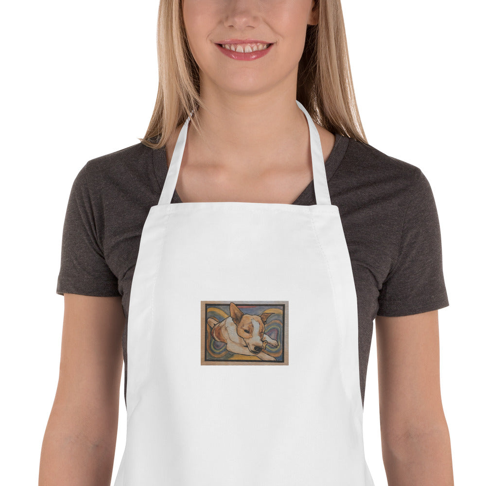 Dog with Bone Embroidered Apron