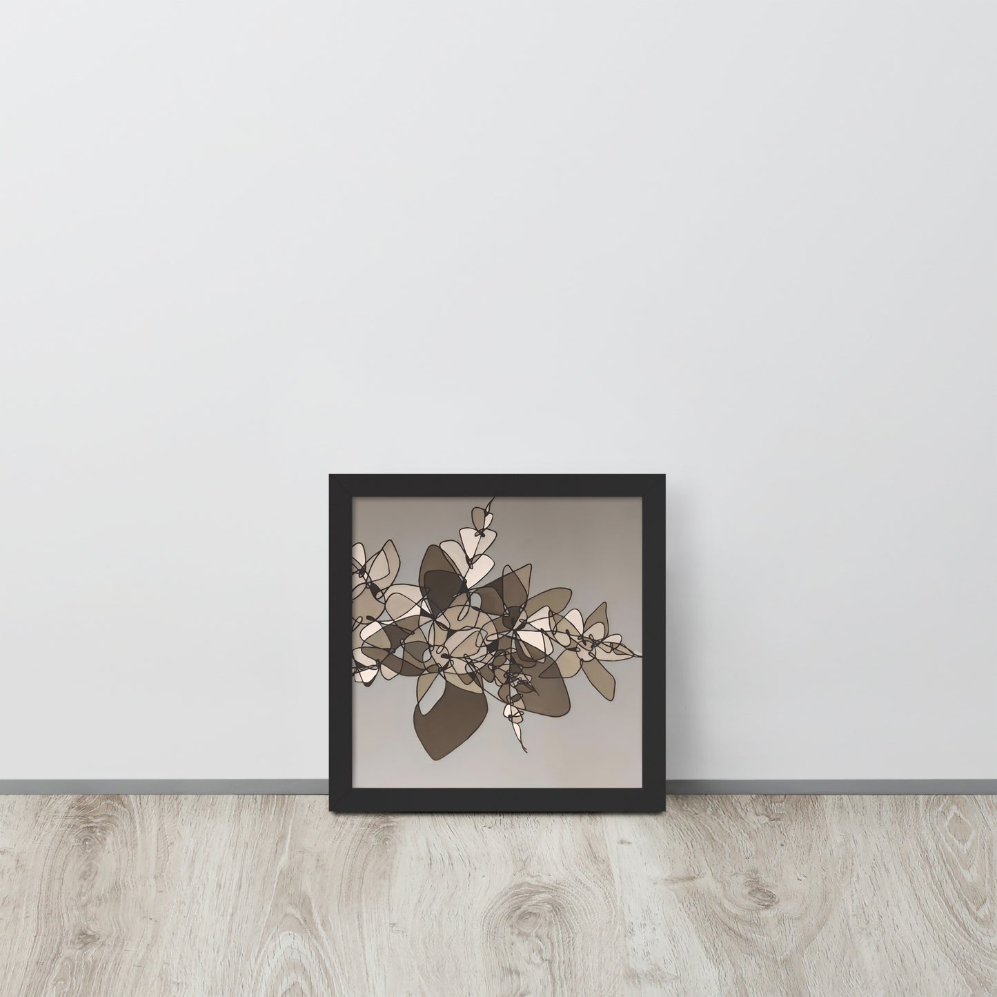 Abstract Flowers in Black and White Framed poster