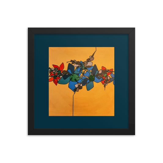Abstract Flowers in Blue and Red Framed poster
