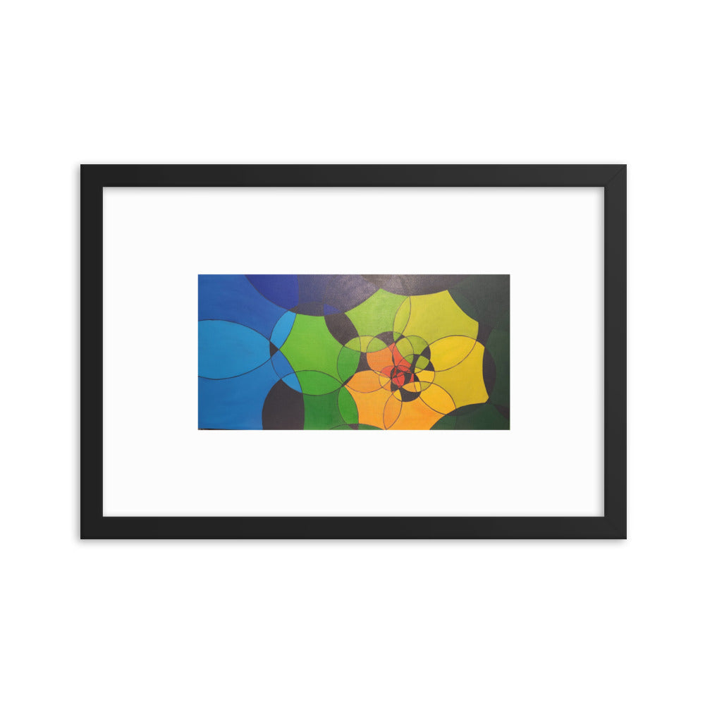 Spiral Circles in Rainbow Framed poster