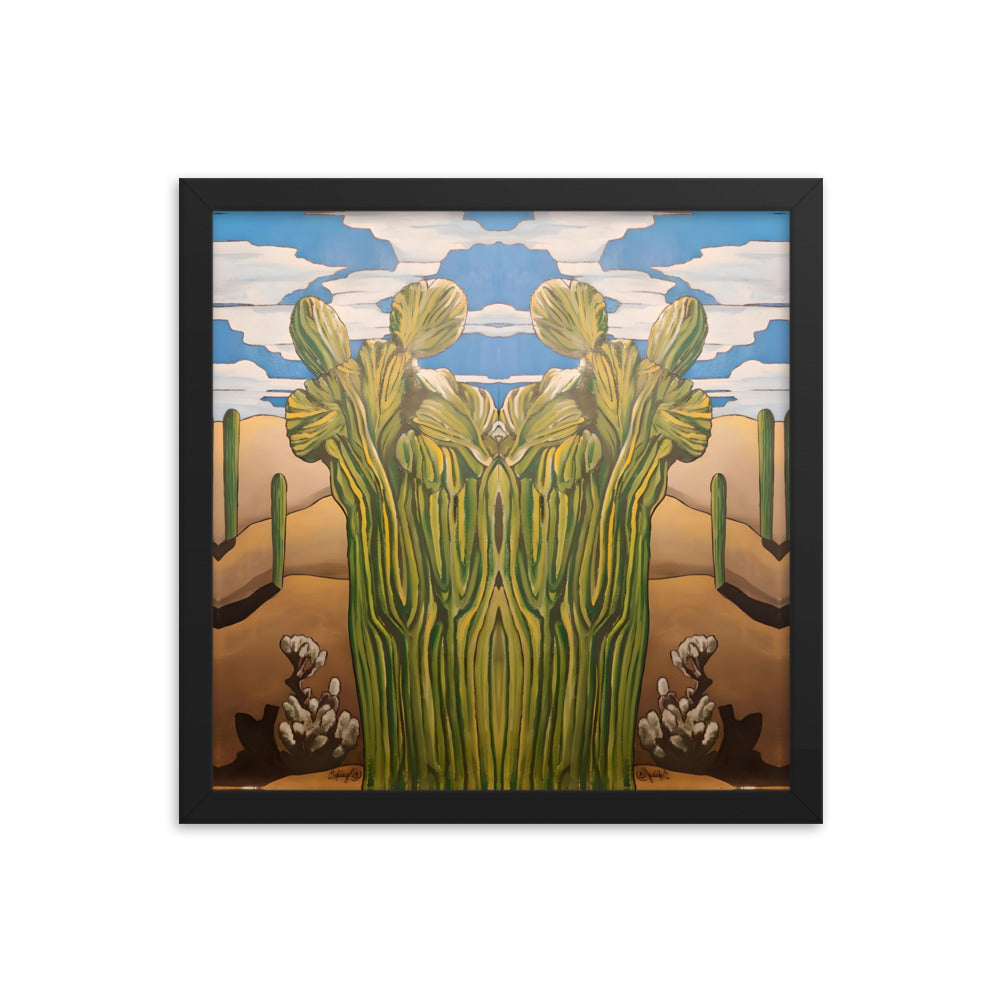 Crested Saguaro Cactus Tiled Framed poster