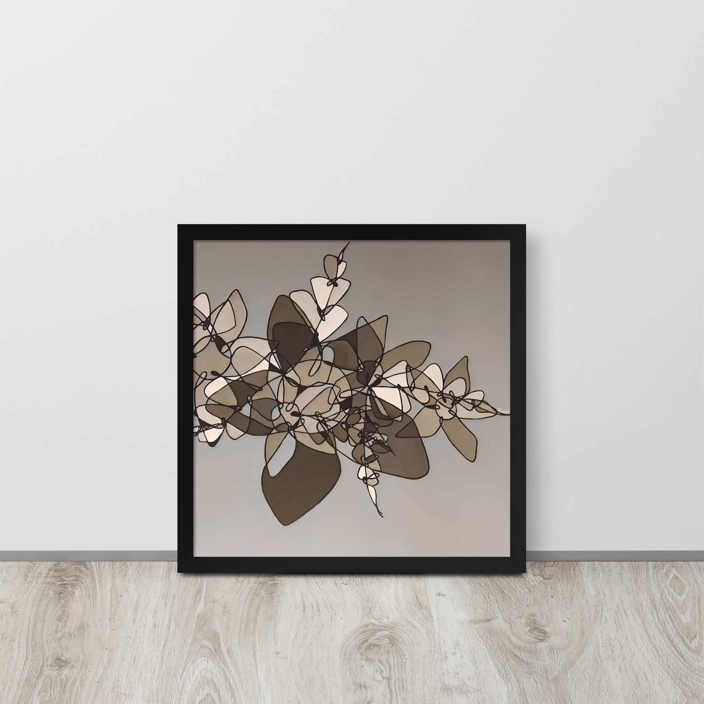 Abstract Flowers in Black and White Framed poster