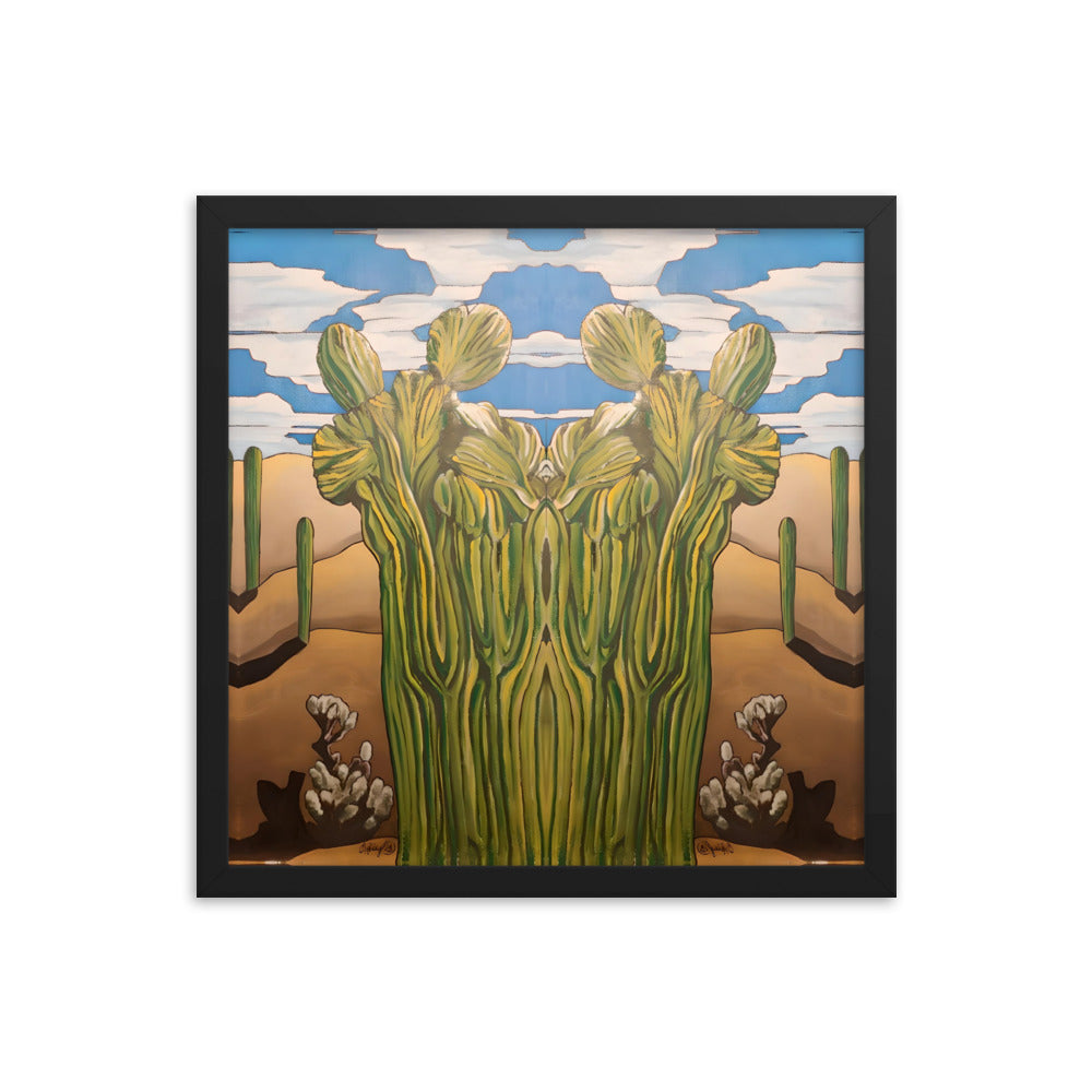 Crested Saguaro Cactus Tiled Framed poster