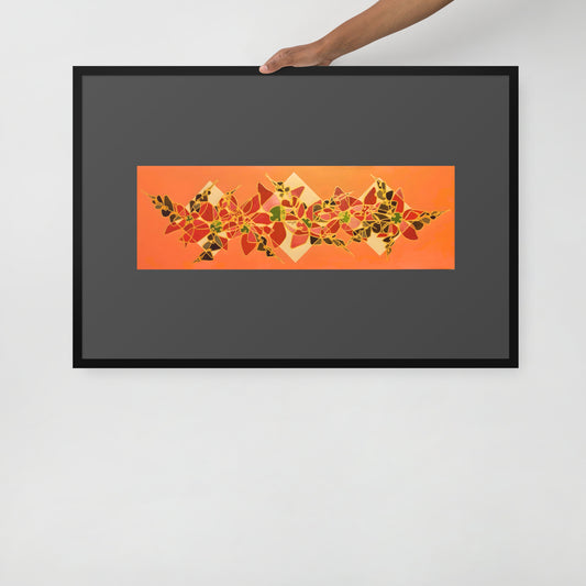 Abstract Flowers in Salmon and Black Framed poster