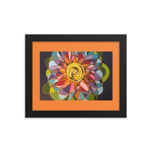Swirl Flower in Rainbow Framed poster