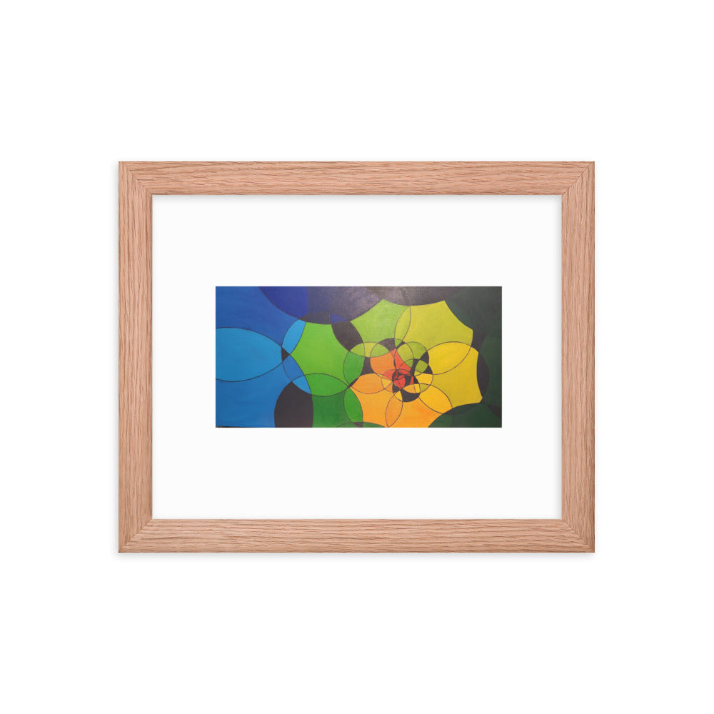 Spiral Circles in Rainbow Framed poster