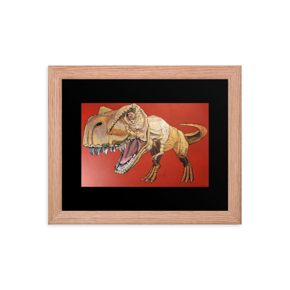 T-Rex in Gold Framed poster