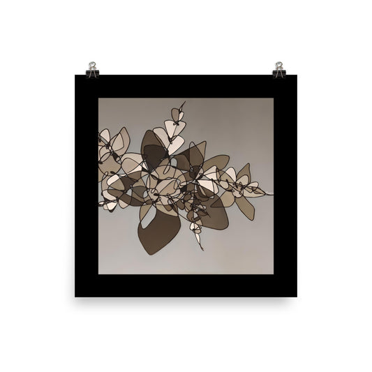 Abstract Flowers in Black and White Poster