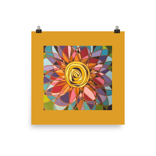 Swirl Flower in Rainbow Poster