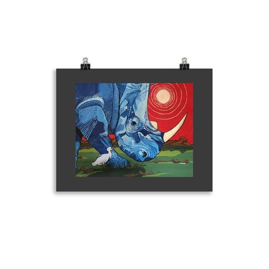 Blue Rhinoceros Poster